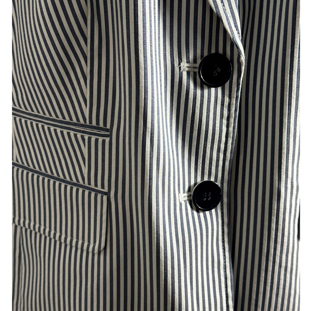 Nine West Womens 14W Blue White Striped Blazer Two Button Cotton Blend Jacket - Picture 3 of 9